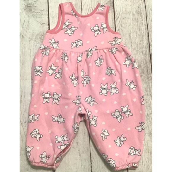 OshKosh B'Gosh Pink Bunny Bubble Romper 12 Mos Baby Girl 90s Vintage USA Made - Picture 5 of 6